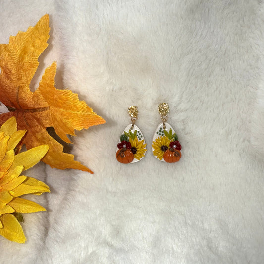 Sunflower Pumpkin Earrings